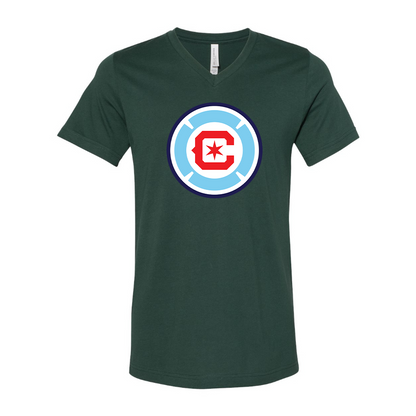 Men's Chicago fire Soccer BELLA + CANVAS - Jersey V-Neck T-Shirt