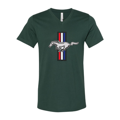 Men's Mustang BELLA + CANVAS - Jersey V-Neck T-Shirt