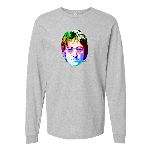 Men's John Lennon Face Art Music Long Sleeve T-Shirt