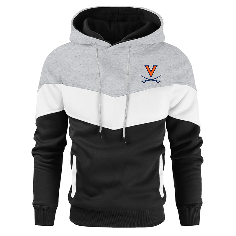 Men's  Virginia Cavaliers  Gesean  Novelty Color Block Pullover Fleece Hoodie Long Sleeve Casual