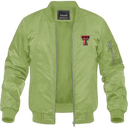Men's Texas Tech Red Raiders  Lightweight Bomber Jacket Windbreaker Softshell Varsity Jacket Coat