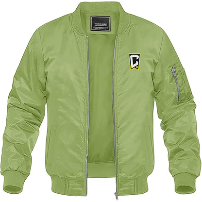 Men's Embroidered Columbus Crew Soccer Lightweight Bomber Jacket Windbreaker Softshell Varsity Jacket Coat