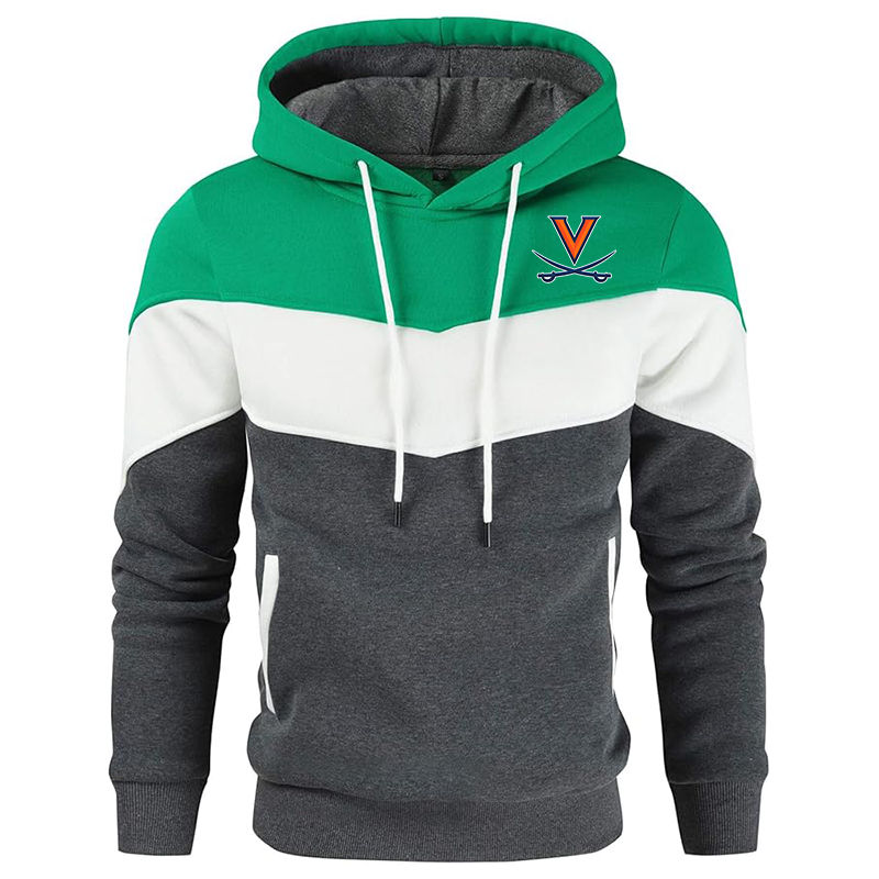 Men's  Virginia Cavaliers  Gesean  Novelty Color Block Pullover Fleece Hoodie Long Sleeve Casual
