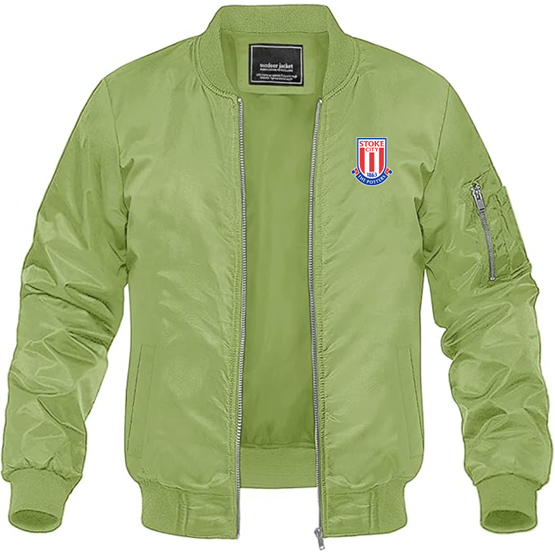 Men's Stoke City Soccer  Lightweight  Bomber Jacket Windbreaker Softshell Varsity Jacket Coat