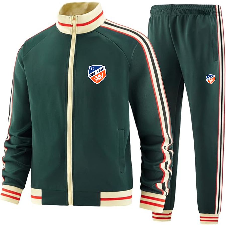 Men's FC Cincinnati Tracksuit with Bold Striped Accents and Zippered Front