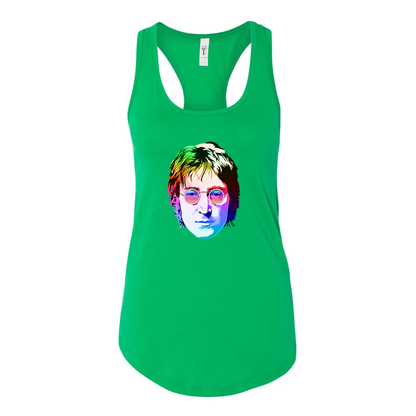 Women's John Lennon Face Art Music Racerback Tank Top