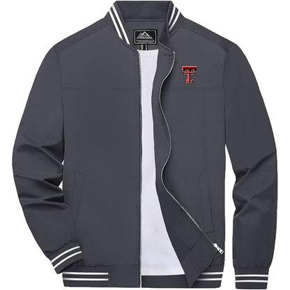 Men's Texas Tech Red Raiders Lightweight Zip-Up Bomber Jacket  Ribbed Collar and Cuffs Outerwear