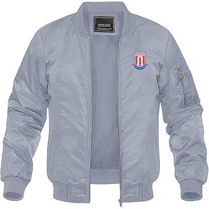 Men's Stoke City Soccer  Lightweight  Bomber Jacket Windbreaker Softshell Varsity Jacket Coat
