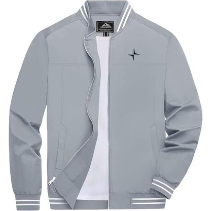 Men's Polestar Eletric Car Lightweight Zip-Up Bomber Jacket with Ribbed Collar and Cuffs Versatile Casual Outerwear