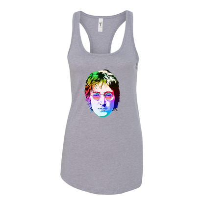 Women's John Lennon Face Art Music Racerback Tank Top