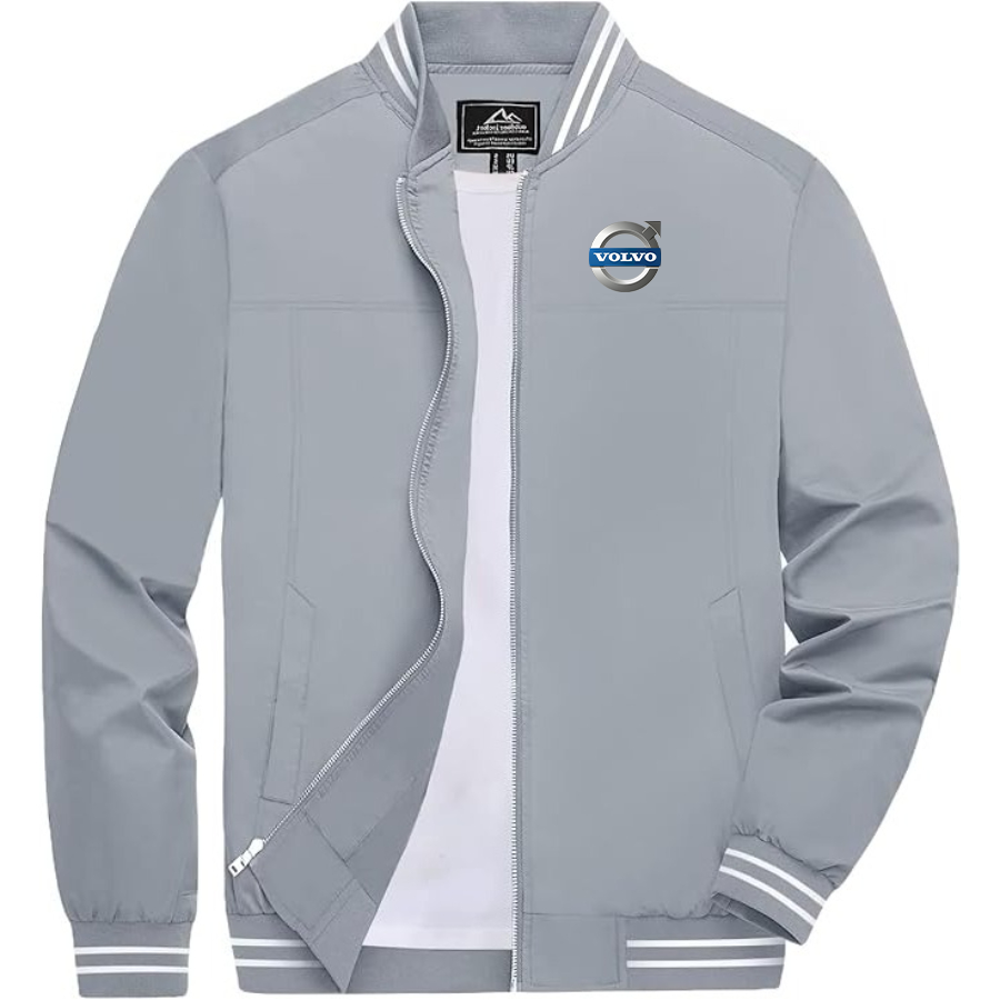 Men's Volvo car Lightweight Zip-Up Bomber Jacket with Ribbed Collar and Cuffs Versatile Casual Outerwear