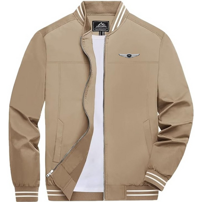 Men's Genesis Car Lightweight Zip-Up Bomber Jacket with Ribbed Collar and Cuffs Versatile Casual Outerwear