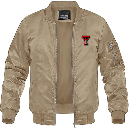 Men's Texas Tech Red Raiders  Lightweight Bomber Jacket Windbreaker Softshell Varsity Jacket Coat