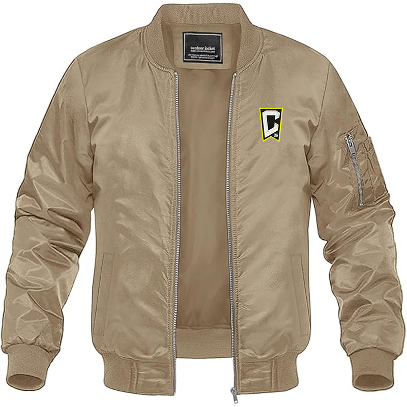 Men's Embroidered Columbus Crew Soccer Lightweight Bomber Jacket Windbreaker Softshell Varsity Jacket Coat