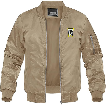 Men's Embroidered Columbus Crew Soccer Lightweight Bomber Jacket Windbreaker Softshell Varsity Jacket Coat