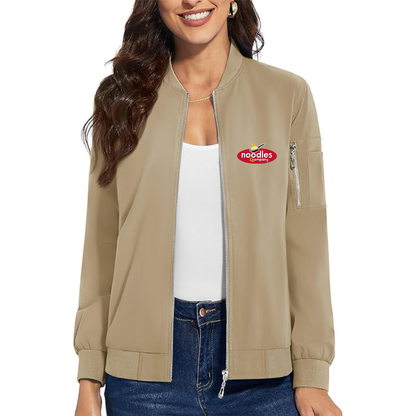 Women's Noodles & Company  Premium Bomber Jacket with Polished Detailing and Functional Sleeve Pocket Modern Luxury Outerwear