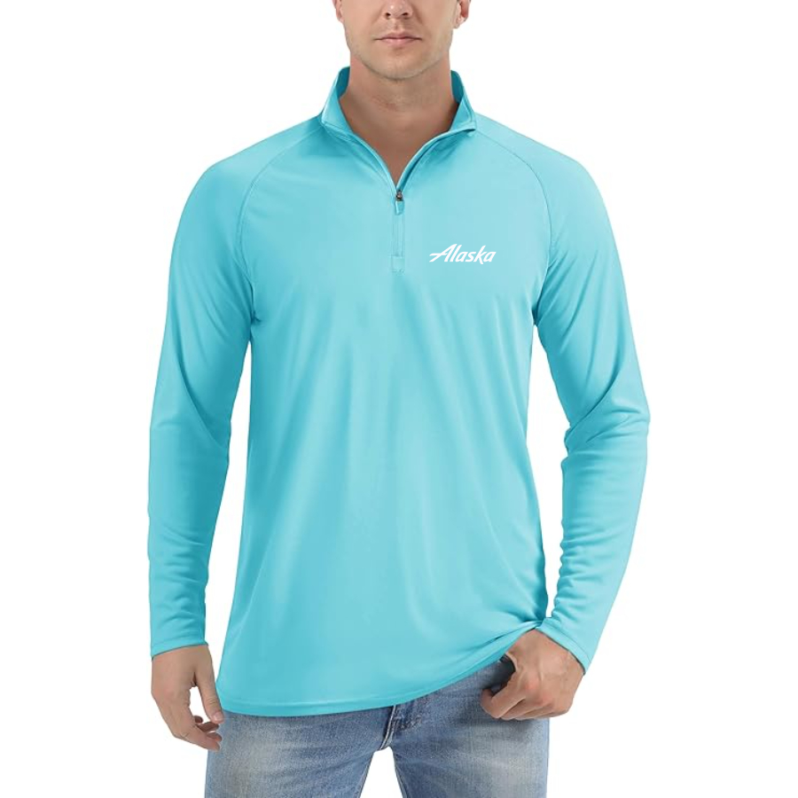 Men's Alaska Airline Lightweight Quarter-Zip Athletic Shirt Long Sleeve Performance Wear