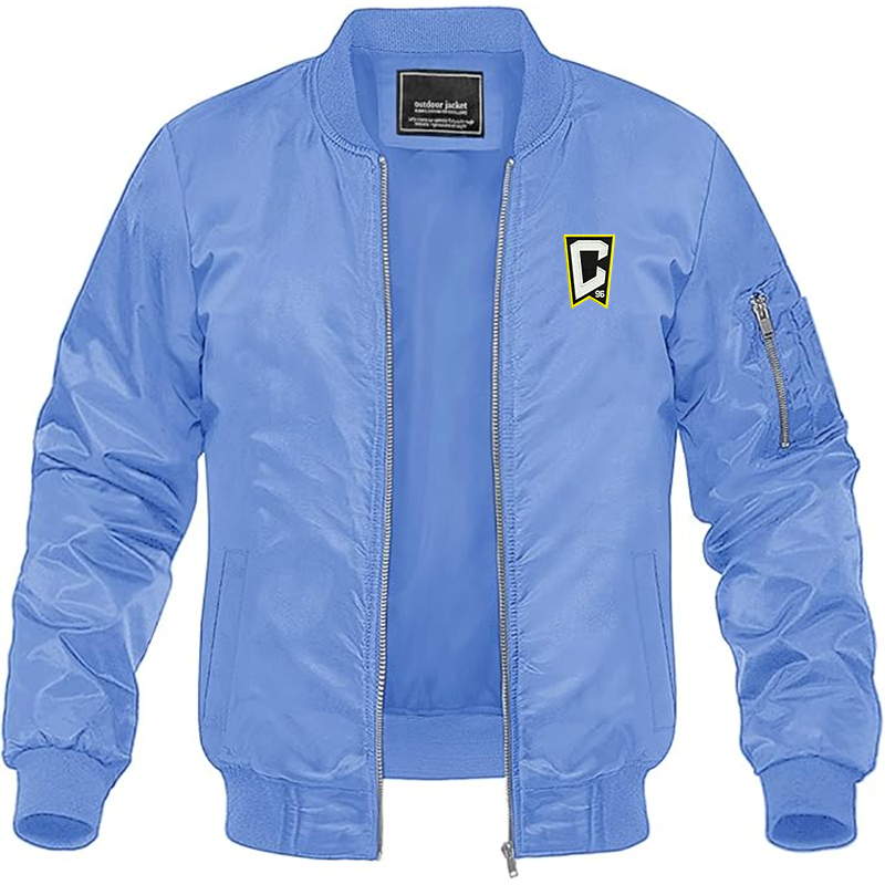 Men's Embroidered Columbus Crew Soccer Lightweight Bomber Jacket Windbreaker Softshell Varsity Jacket Coat