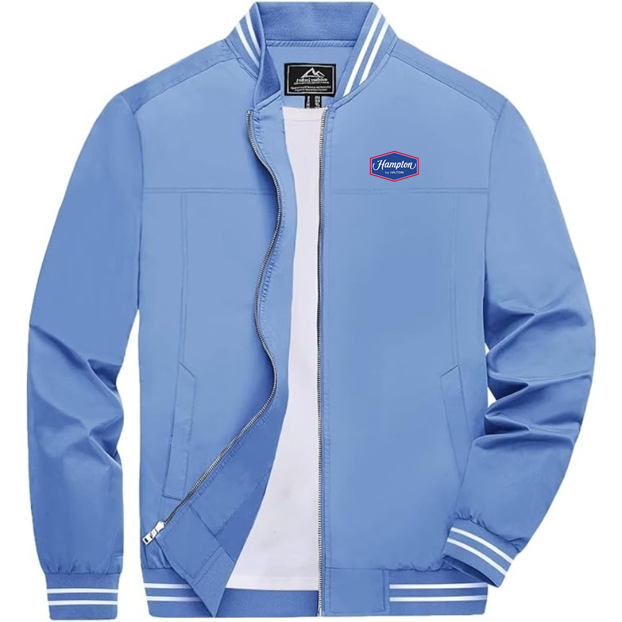 Men's Hampton by Hilton Lightweight Zip-Up Bomber Jacket with Ribbed Collar and Cuffs Versatile Casual Outerwear