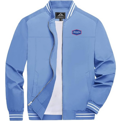 Men's Hampton by Hilton Lightweight Zip-Up Bomber Jacket with Ribbed Collar and Cuffs Versatile Casual Outerwear