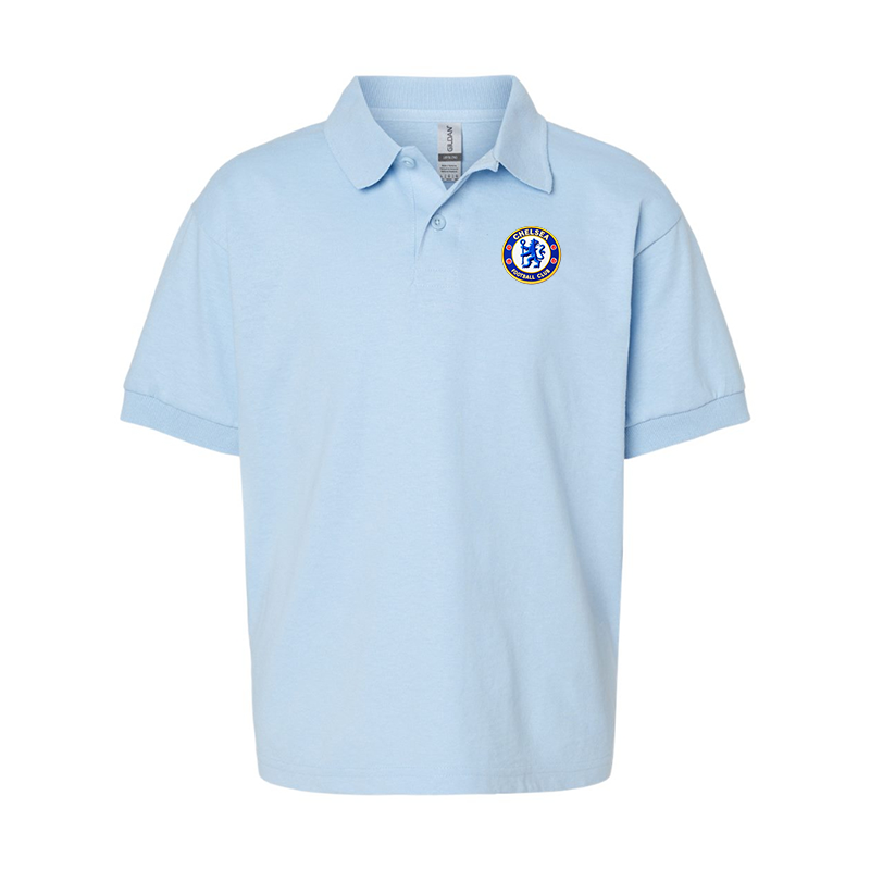 Gildan Dry Blend Youth Embroidered Chelsea Football Club  Jersey Polo
