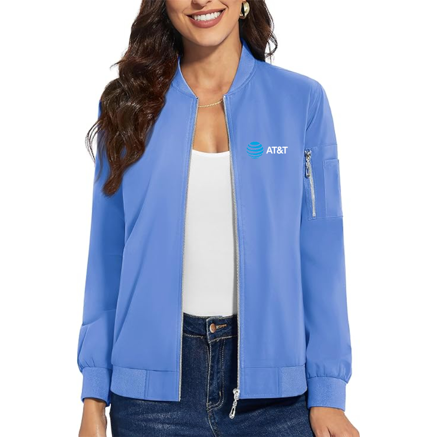 Women's AT&T Premium Bomber Jacket with Polished Detailing and Functional Sleeve Pocket Modern Luxury Outerwear