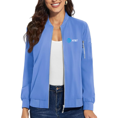 Women's AT&T Premium Bomber Jacket with Polished Detailing and Functional Sleeve Pocket Modern Luxury Outerwear