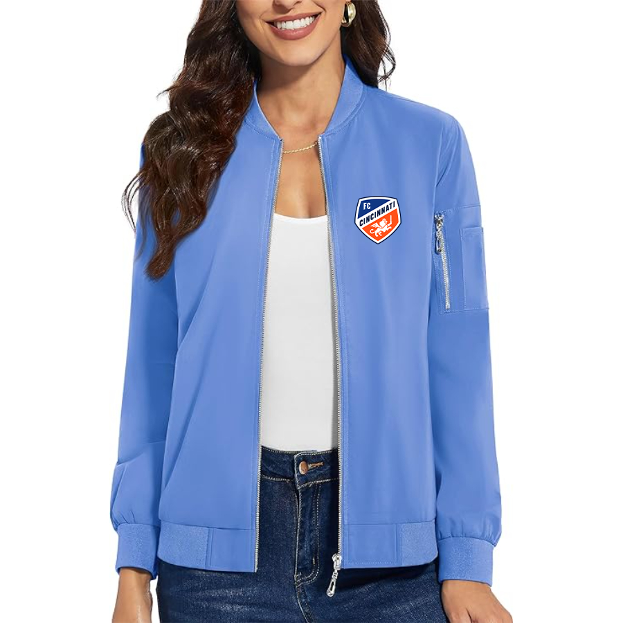 Women's FC Cincinnati Premium Bomber Jacket with Polished Detailing and Functional Sleeve Pocket Modern Luxury Outerwear