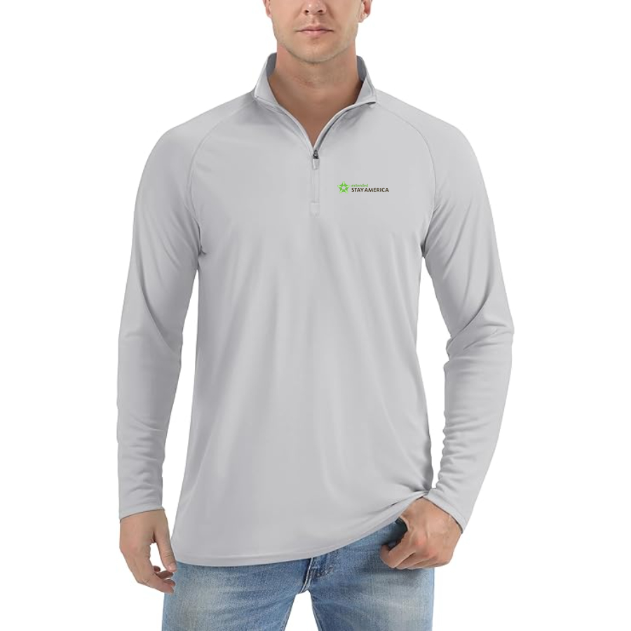 Men's Extended Stay America  Lightweight Quarter-Zip Athletic Shirt Long Sleeve Performance Wear