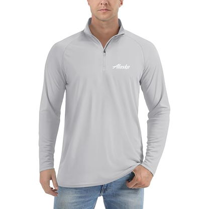 Men's Alaska Airline Lightweight Quarter-Zip Athletic Shirt Long Sleeve Performance Wear