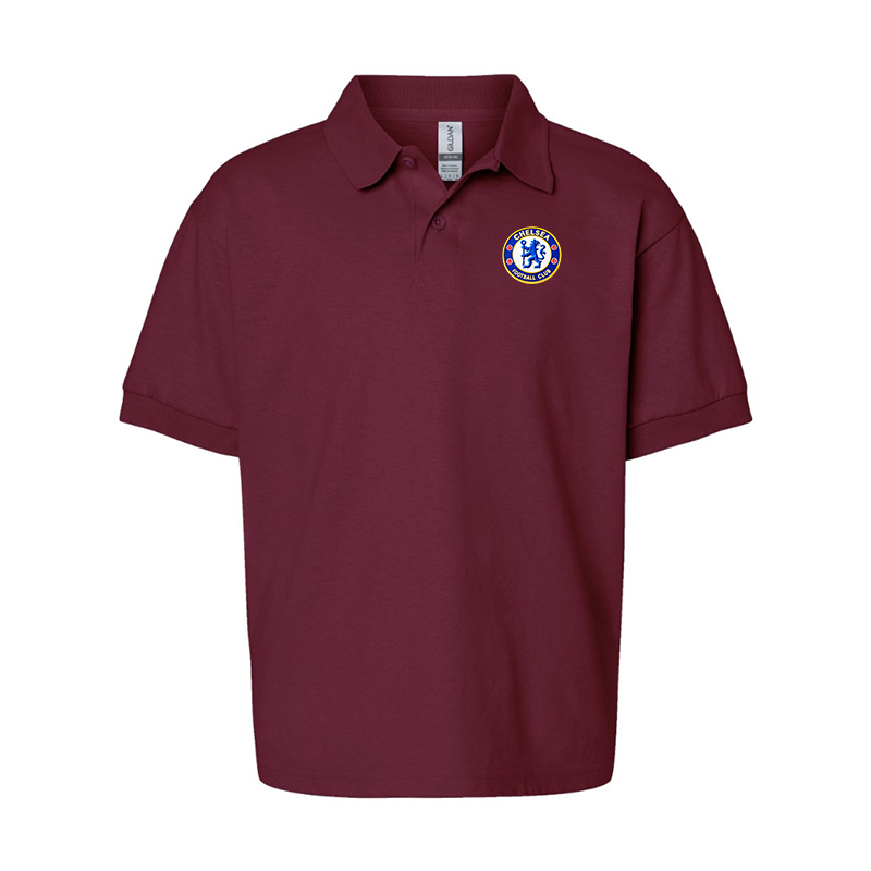 Gildan Dry Blend Youth Embroidered Chelsea Football Club  Jersey Polo