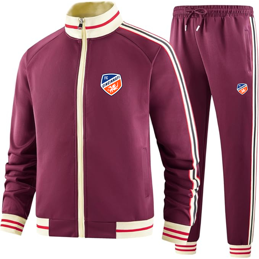 Men's FC Cincinnati Tracksuit with Bold Striped Accents and Zippered Front