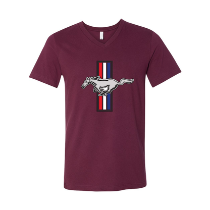 Men's Mustang BELLA + CANVAS - Jersey V-Neck T-Shirt