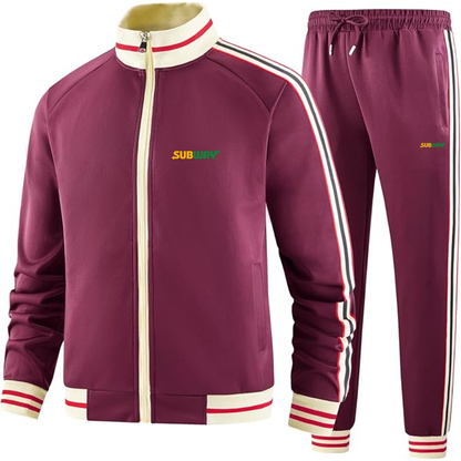 Men's Subway  Tracksuit with Bold Striped Accents and Zippered Front