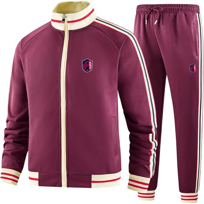 Men's St. Louis City Soccer Tracksuit with Bold Striped Accents and Zippered Front