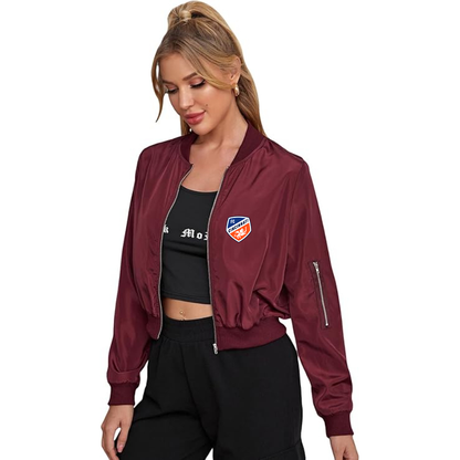 Women's FC Cincinnati  Lightweight Bomber Biker Jacket Zip up Windbreaker Crop Bomber Jacket Coat