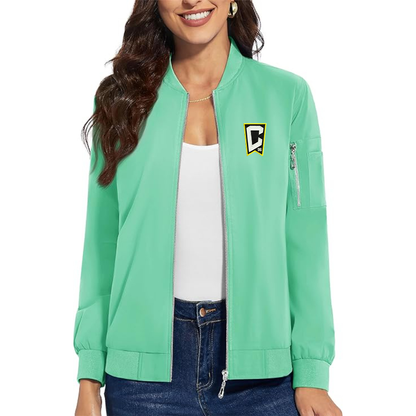 Women's Columbus Crew Soccer Embroidered  Premium Bomber Jacket with Polished Detailing and Functional Sleeve Pocket Modern Luxury Outerwear