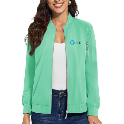 Women's AT&T Premium Bomber Jacket with Polished Detailing and Functional Sleeve Pocket Modern Luxury Outerwear