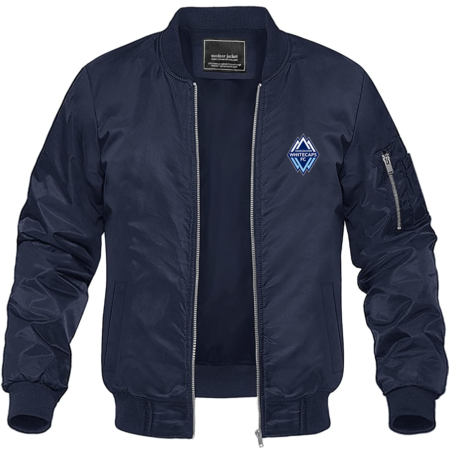 Men's Vancouver Whitecaps FC Lightweight Bomber Jacket Windbreaker Softshell Varsity Jacket Coat