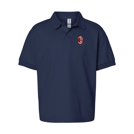 Gildan Dry Blend Youth Embroidered AC Milan Jersey Polo