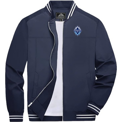 Men's Vancouver Whitecaps FC Lightweight Zip-Up Bomber Jacket with Ribbed Collar and Cuffs Versatile Casual Outerwear