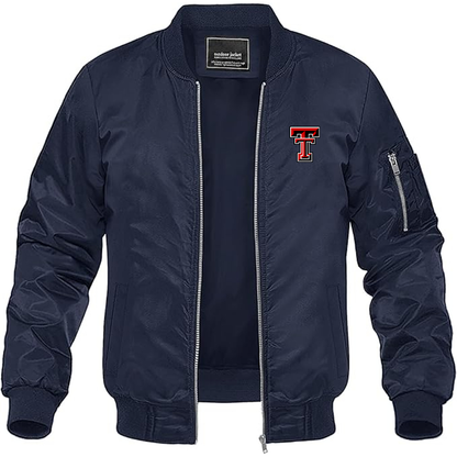 Men's Texas Tech Red Raiders  Lightweight Bomber Jacket Windbreaker Softshell Varsity Jacket Coat