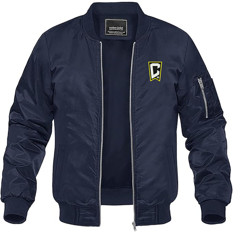 Men's Embroidered Columbus Crew Soccer Lightweight Bomber Jacket Windbreaker Softshell Varsity Jacket Coat