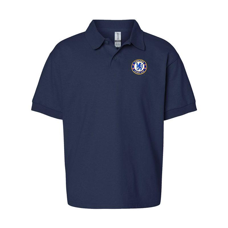 Gildan Dry Blend Youth Embroidered Chelsea Football Club  Jersey Polo