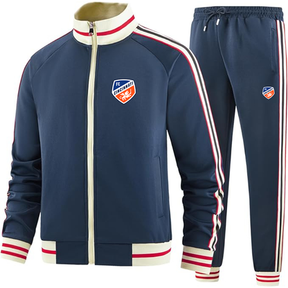Men's FC Cincinnati Tracksuit with Bold Striped Accents and Zippered Front