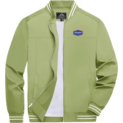 Men's Hampton by Hilton Lightweight Zip-Up Bomber Jacket with Ribbed Collar and Cuffs Versatile Casual Outerwear