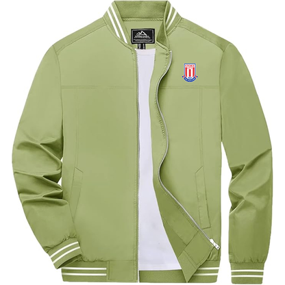 Men's Stoke City Soccer Lightweight Zip-Up Bomber Jacket  Ribbed Collar and Cuffs Outerwear