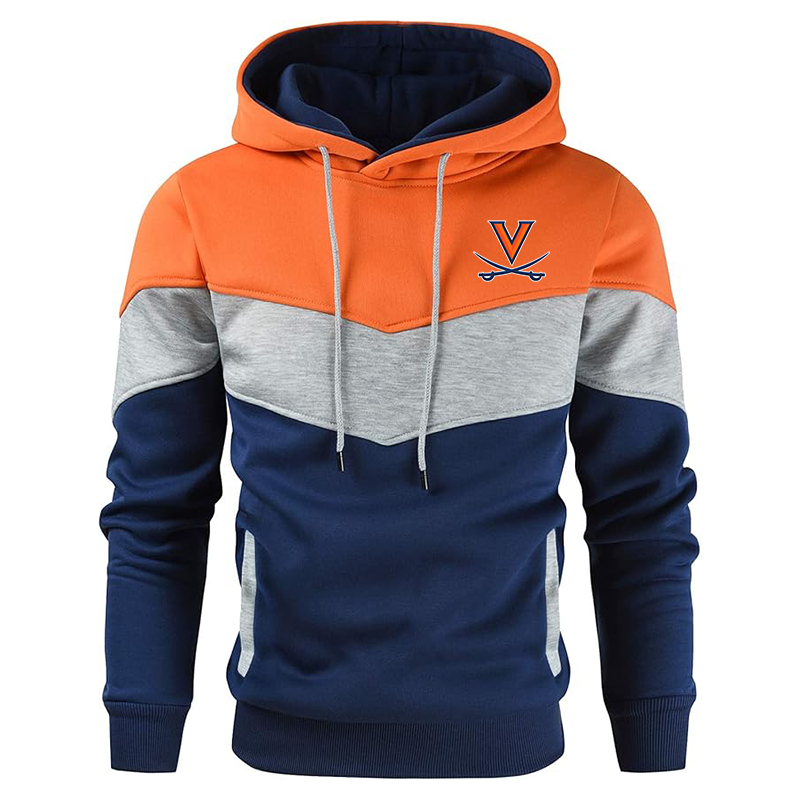 Men's  Virginia Cavaliers  Gesean  Novelty Color Block Pullover Fleece Hoodie Long Sleeve Casual