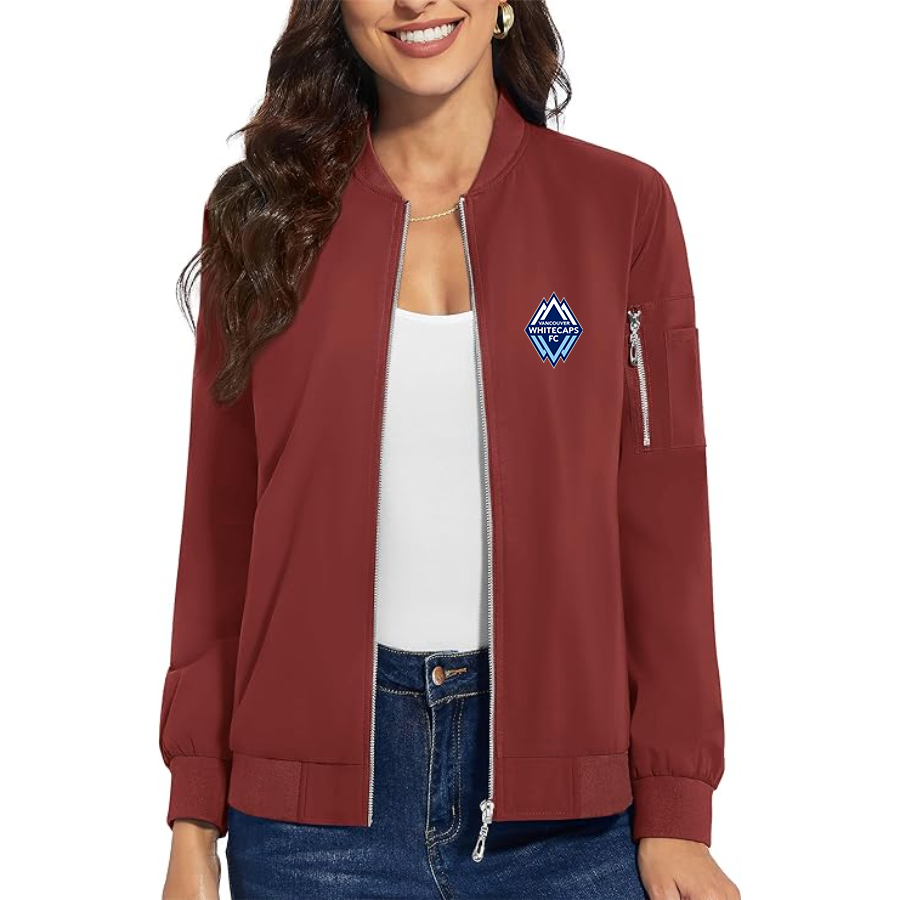 Women's Vancouver Whitecaps FC Premium Bomber Jacket with Polished Detailing and Functional Sleeve Pocket Modern Luxury Outerwear