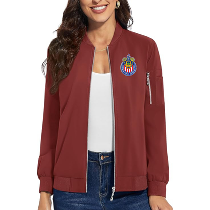 Women's Chivas Club  Embroidered  Premium Bomber Jacket with Polished Detailing and Functional Sleeve Pocket Modern Luxury Outerwear